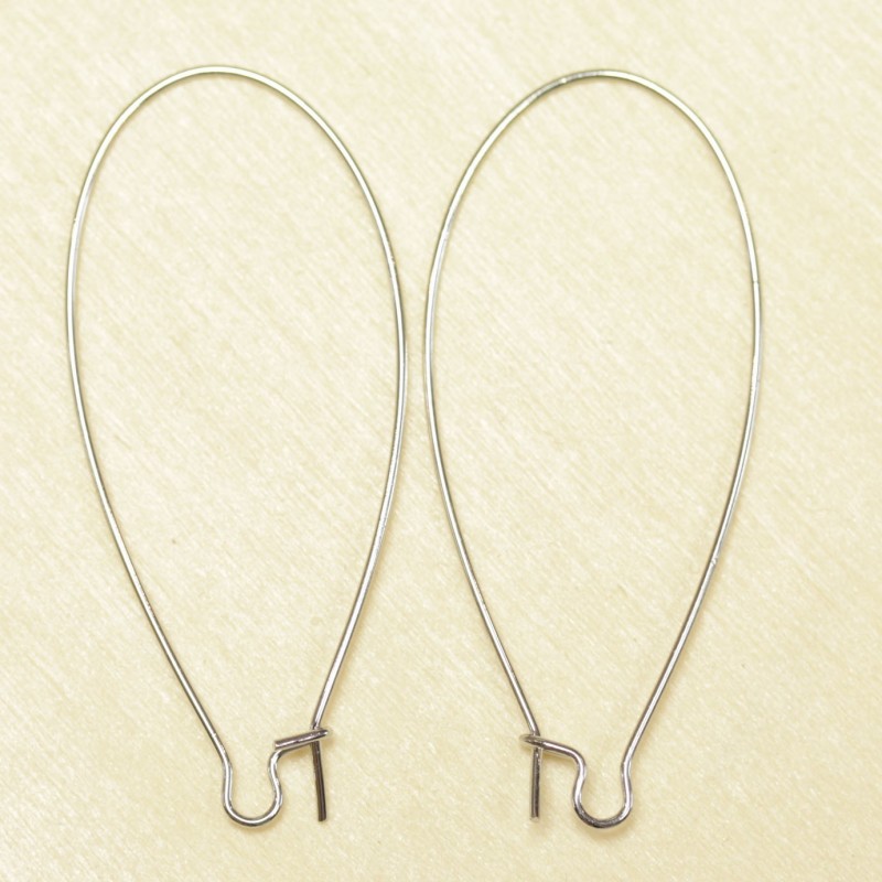 Boucles d'Oreilles Grandes Dormeuses 47mm - Argenté Foncé - La Paire