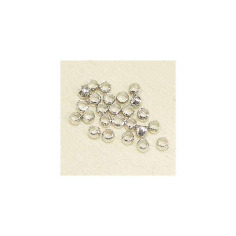 Perles à écraser 2mm  - Argenté Foncé - Lot de 100