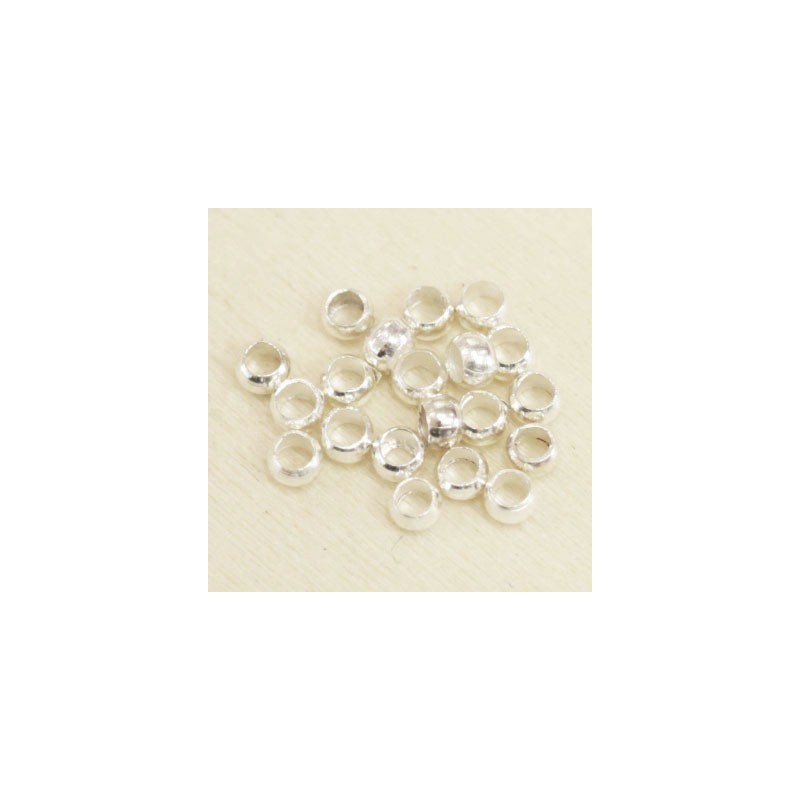 Perles à écraser 2,5mm  - Argenté - Lot de 20