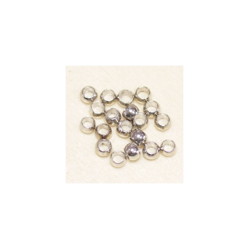 Perles à écraser 2,5mm  - Argenté Foncé - Lot de 20