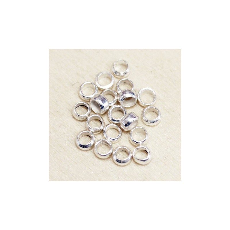 Perles à écraser 3mm  - Argenté - Lot de 20