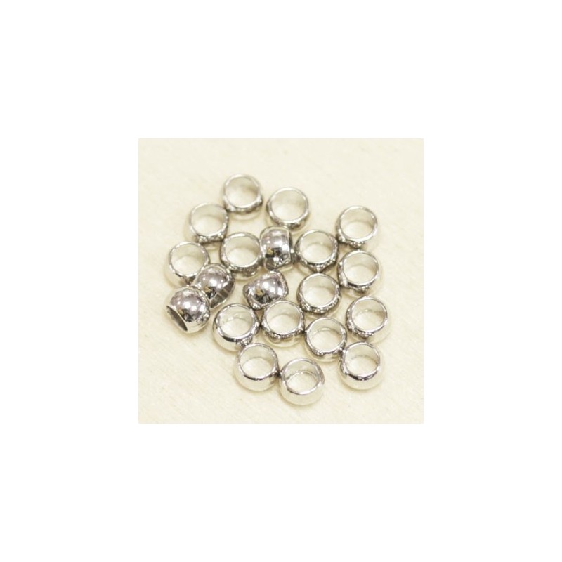 Perles à écraser 3mm  - Argenté Foncé - Lot de 20