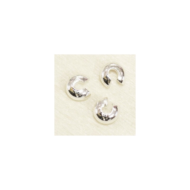 Cache-Perles à écraser  4mm  - Argenté - Lot de 10