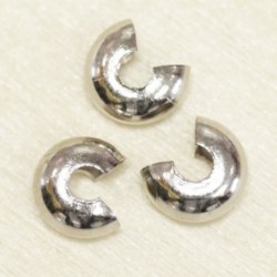 Cache-Perles à écraser 6mm  - Argenté Foncé - Lot de 10