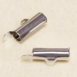 Embouts tubes pour Tissage 13,5mm - Argenté Foncé - La Paire