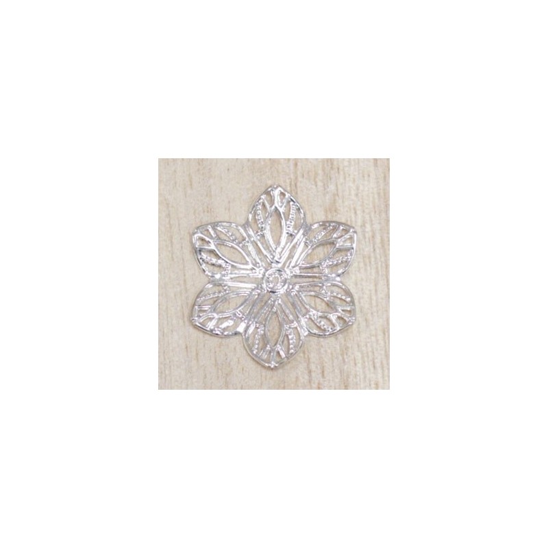 Filigré - Estampe incurvée - Fleur - 23mm - Argenté