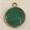 Breloque en Aventurine Verte sertie en laiton doré - Rond Plat - 20*16mm - Pierre naturelle ou Gemme