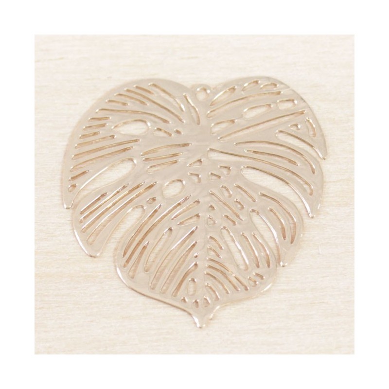 Breloque Laser Cut - Feuille Monstera - 26x26mm - Gold rose