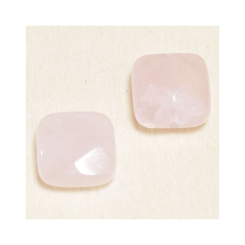 Perle en pierre naturelle ou Gemme - Carré 11*11mm - Quartz Rose