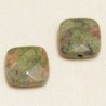 Perle en pierre naturelle ou Gemme - Carré 11*11mm - Unakite