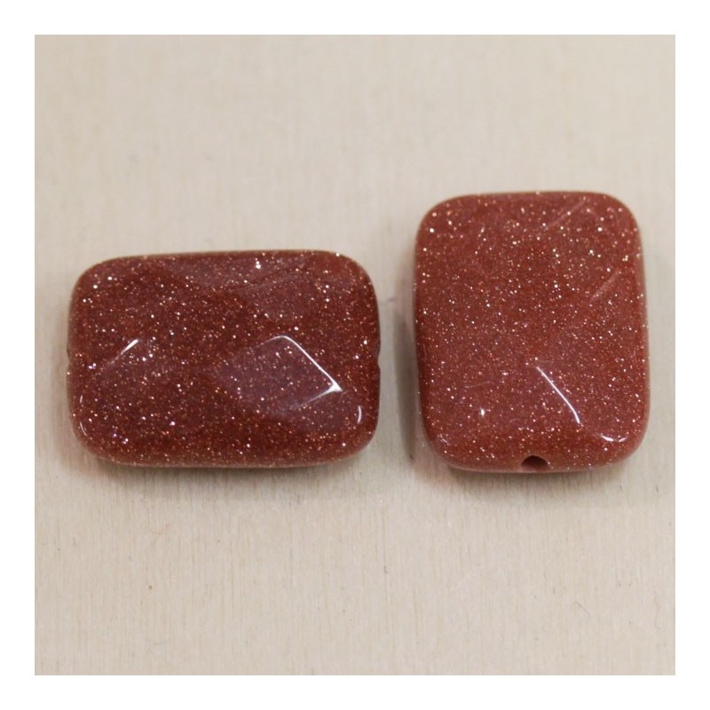 Perle Goldstone - Rectangle 18*12mm - Pierre en Verre et Cristaux de cuivre