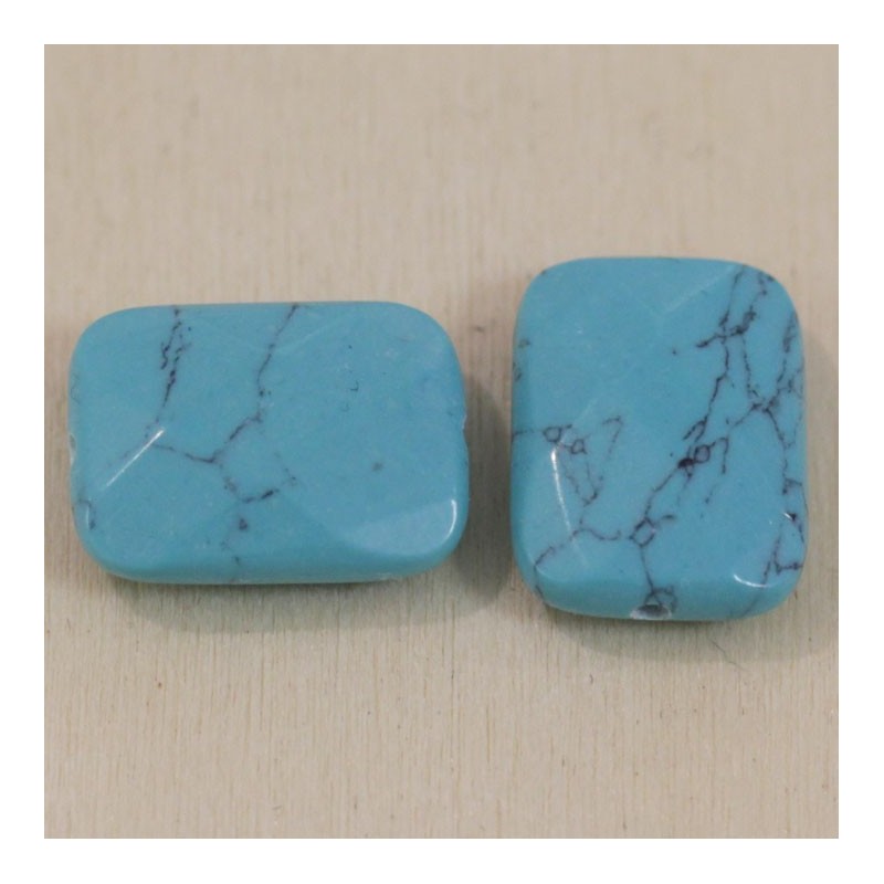 Perle en pierre naturelle ou Gemme - Rectangle 18*12mm - Howlite Teintée Bleu