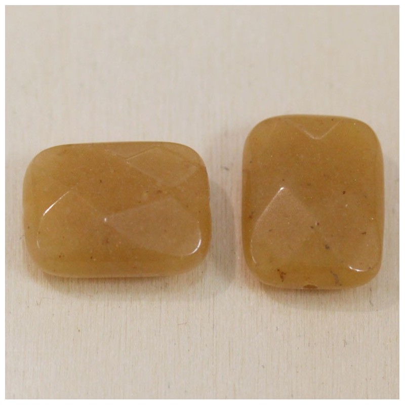 Perle en pierre naturelle ou Gemme - Rectangle 18*12mm - Jade Teintée Jaune