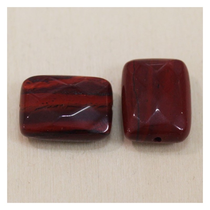 Perle en pierre naturelle ou Gemme - Rectangle 18*12mm - Jaspe Rouge