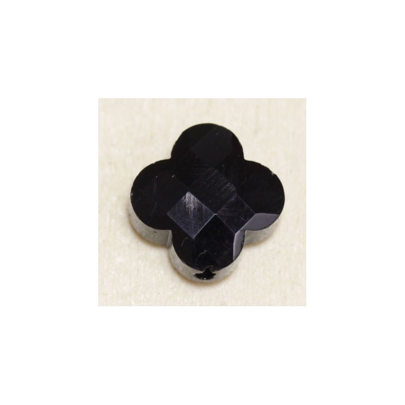 Perle en Agate Noire ou Onyx Noir - Trèfle 13*13mm - Pierre naturelle ou Gemme