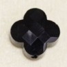 Perle en Agate Noire ou Onyx Noir - Trèfle 13*13mm - Pierre naturelle ou Gemme