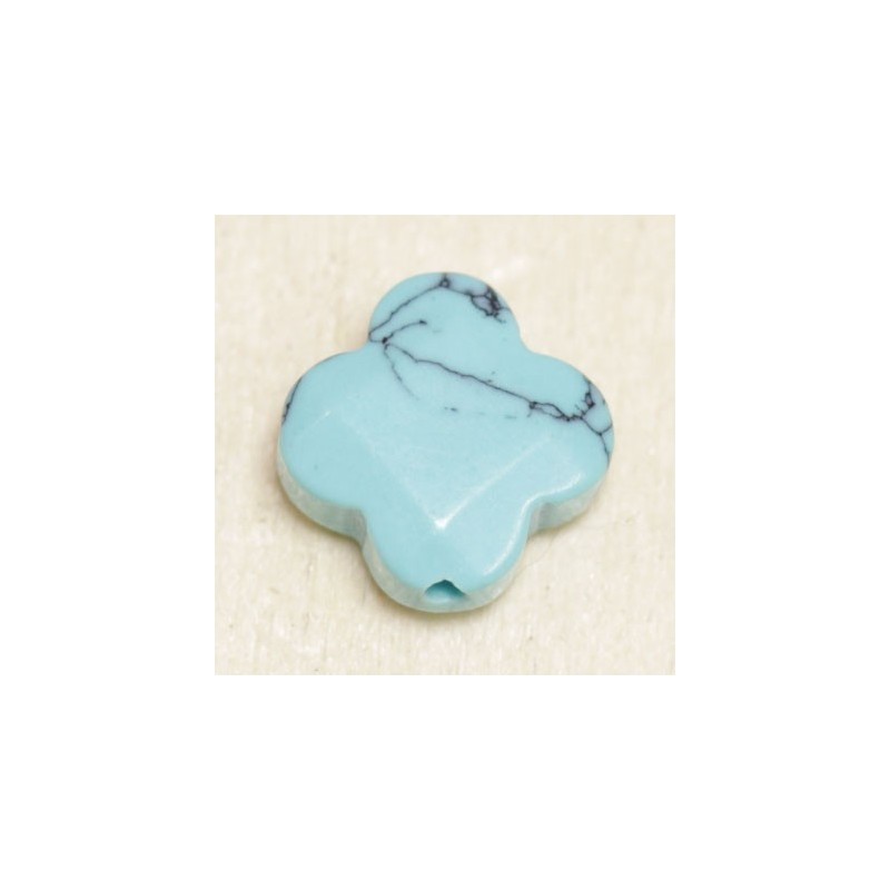 Perle en pierre naturelle ou Gemme - Trèfle 13*13mm - Howlite Teintée Bleu