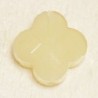 Perle en pierre naturelle ou Gemme - Trèfle 13*13mm - Jade Teintée Jaune