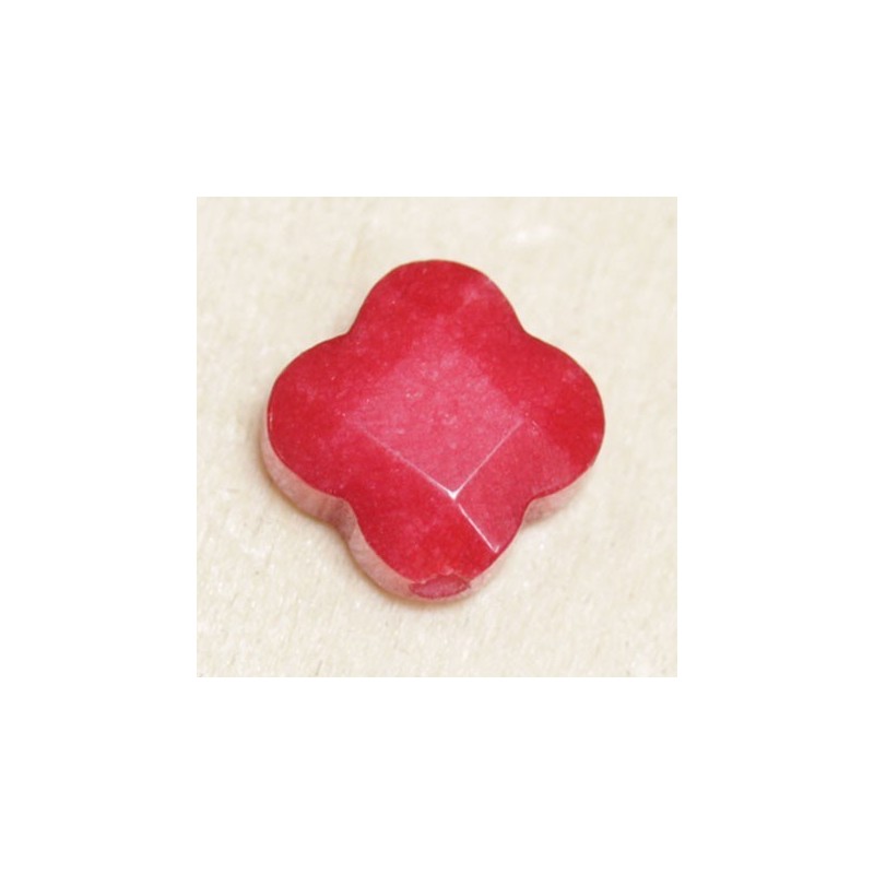 Perle en pierre naturelle ou Gemme - Trèfle 13*13mm - Jade Teintée Rouge