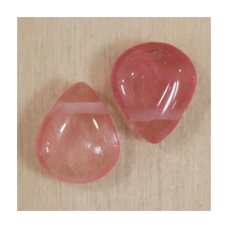 Perle en pierre naturelle ou Gemme - Goutte 12*12mm - Quartz Fraise