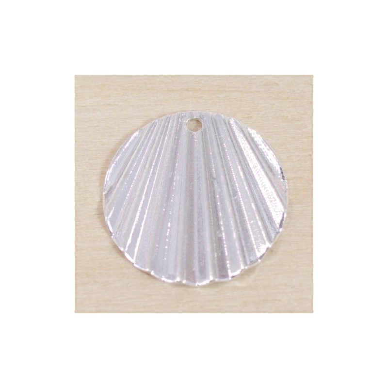 Sequin en métal - Rond ondulé - 18mm - Argenté