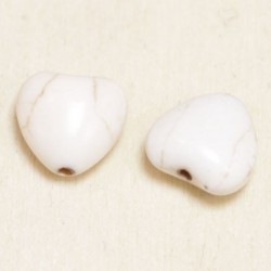 Perle en pierre naturelle ou Gemme - Howlite - Coeur- 8x8mm