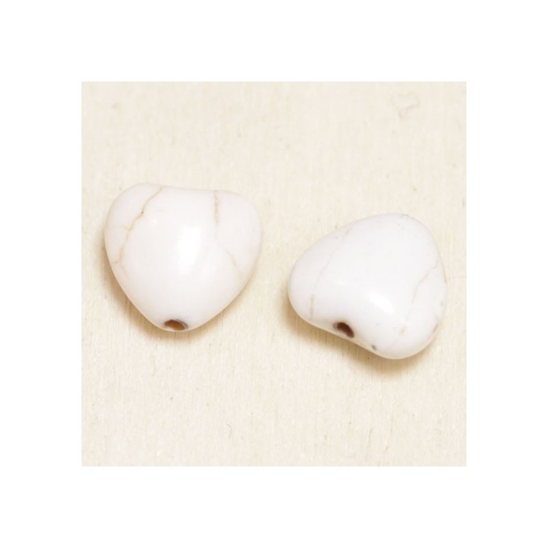 Perle en pierre naturelle ou Gemme - Howlite - Coeur- 8x8mm