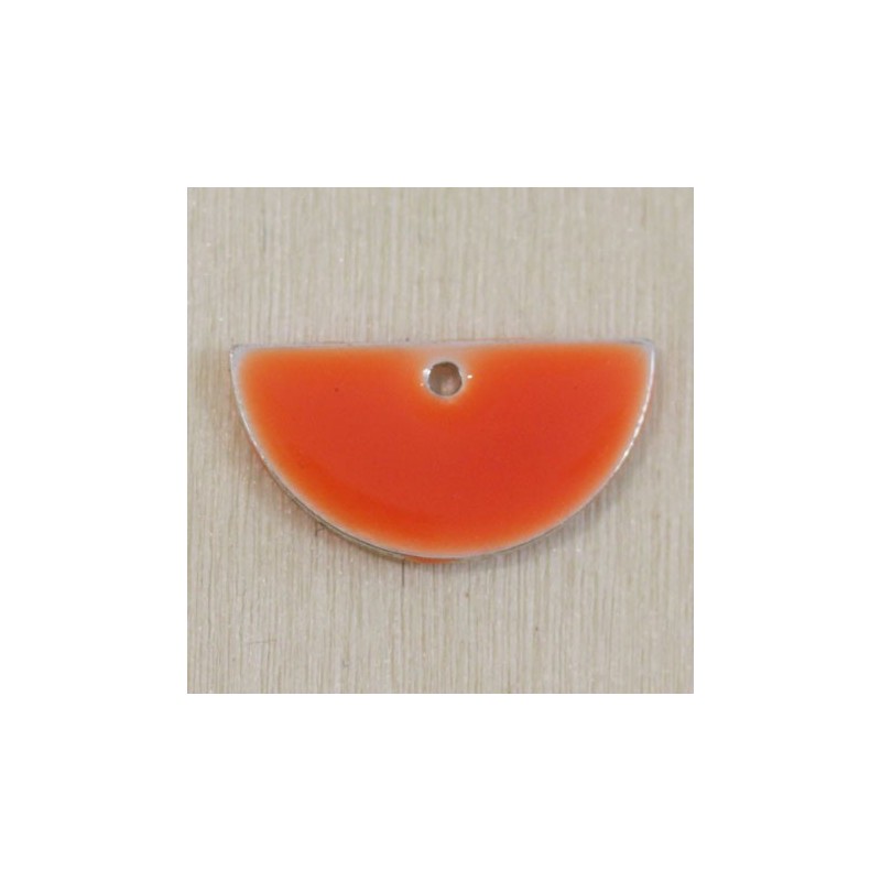 Sequin Emaillé en résine époxy demi-lune 16x8mm - Orange
