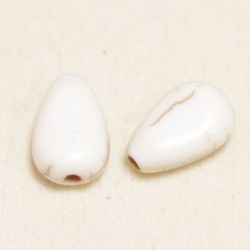 Perle en pierre naturelle ou Gemme - Howlite - Goutte- 12*8mm