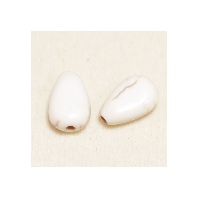 Perle en pierre naturelle ou Gemme - Howlite - Goutte- 12*8mm