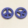 Perle en pierre naturelle ou Gemme - Howlite teintée Bleu - Peace and Love - 15mm