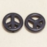 Perle en pierre naturelle ou Gemme - Howlite teintée Noir - Peace and Love - 15mm