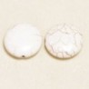 Perle en pierre naturelle ou Gemme - Howlite - Rond Plat Bombé - 15*15mm