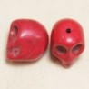 Perle en pierre naturelle ou Gemme - Howlite teintée Rouge - Tête de Mort - 17*17mm