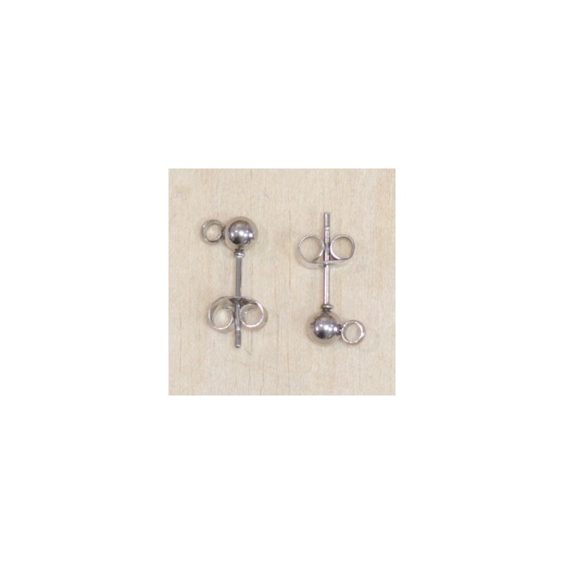 Boucles d'oreilles - Puces - Acier inoxydable - 4mm - Argenté foncé