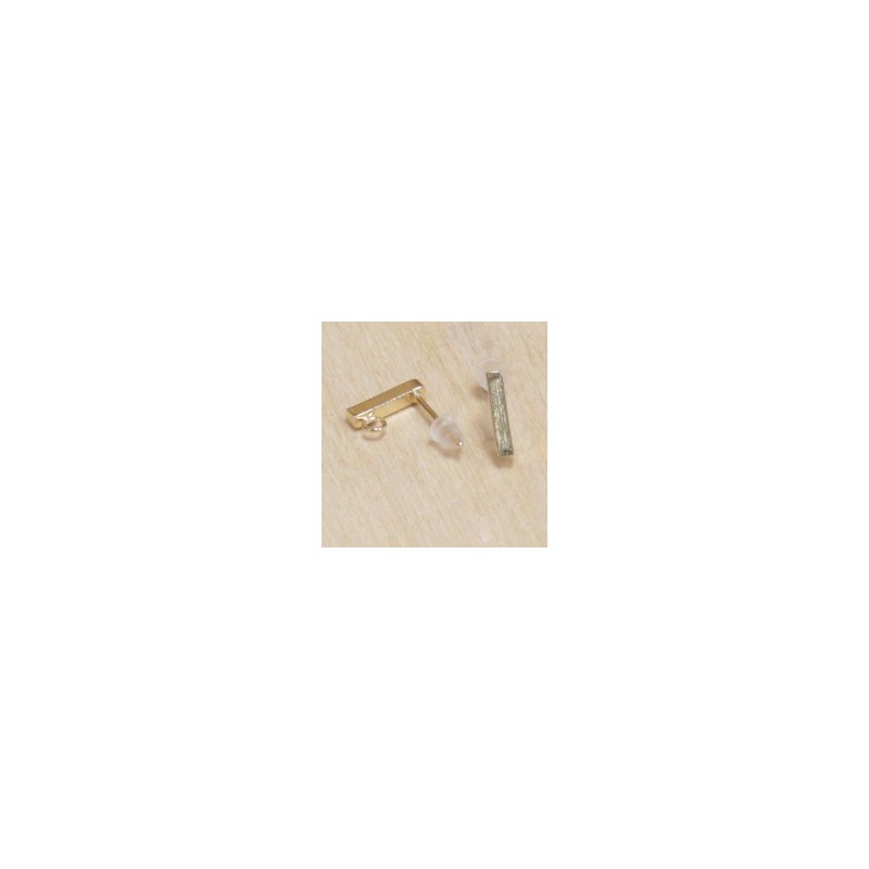 Boucles d'oreilles - Puces décoratives - Rectangle - Acier inoxydable - 10x2mm - Doré