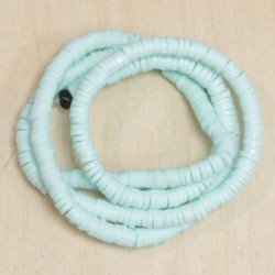 Perles Heishi 4mm de diamètre en pâte polymère - Au fil -  Bleu Turquoise Clair