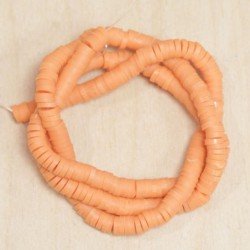 Perles Heishi 4mm de diamètre en pâte polymère - Au fil - Orange Rouille Clair