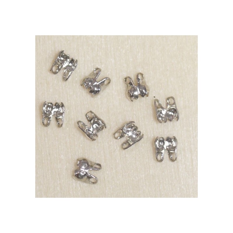 Embouts pour chaîne boule - 1mm - Argenté foncé - Lot de 10