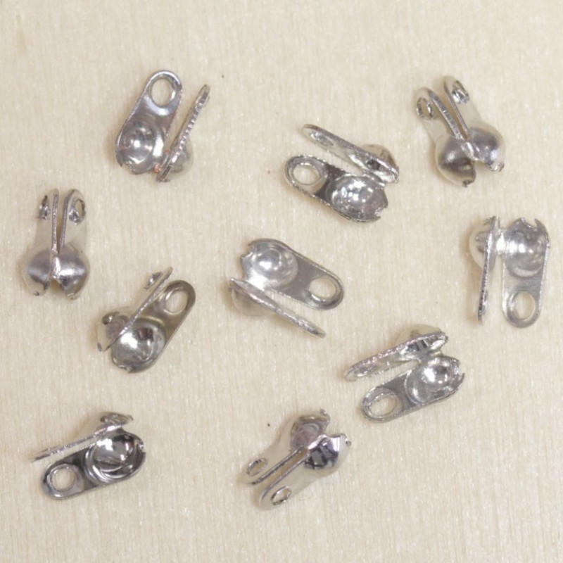 Embouts pour chaîne boule - 3mm - Argenté foncé - Lot de 10