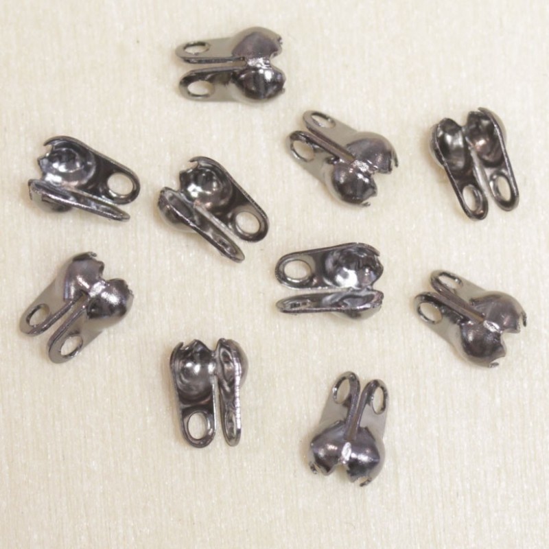 Embouts pour chaîne boule - 3mm - Hématite - Lot de 10