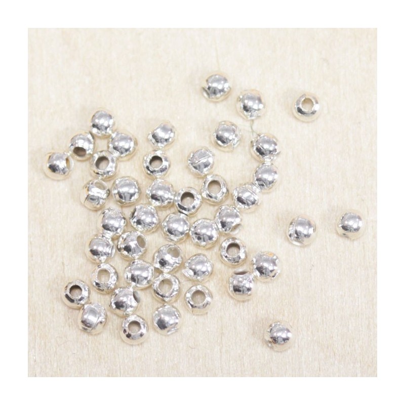 Perles métal - Rondes 002 - 2mm - Argenté - Lot de 100