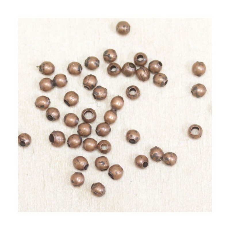 Perles métal - Rondes 004 - 2mm - Cuivré - Lot de 100
