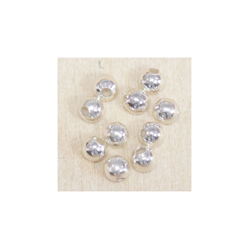 Perles métal - Rondes 007 - 3mm - Argenté - Lot de 10