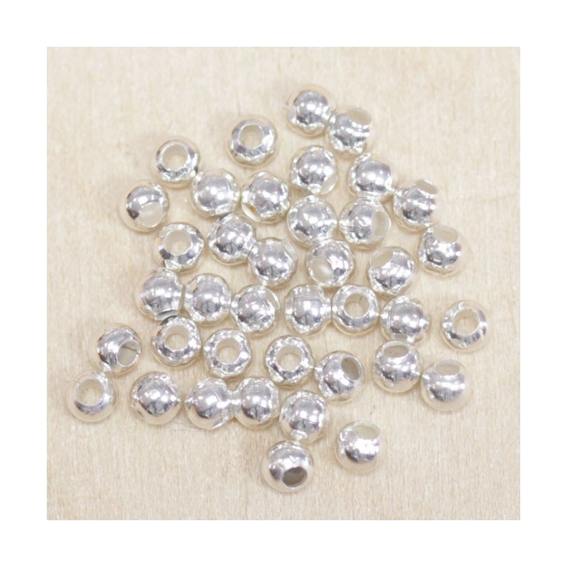 Perles métal - Rondes 007 - 3mm - Argenté - Lot de 100