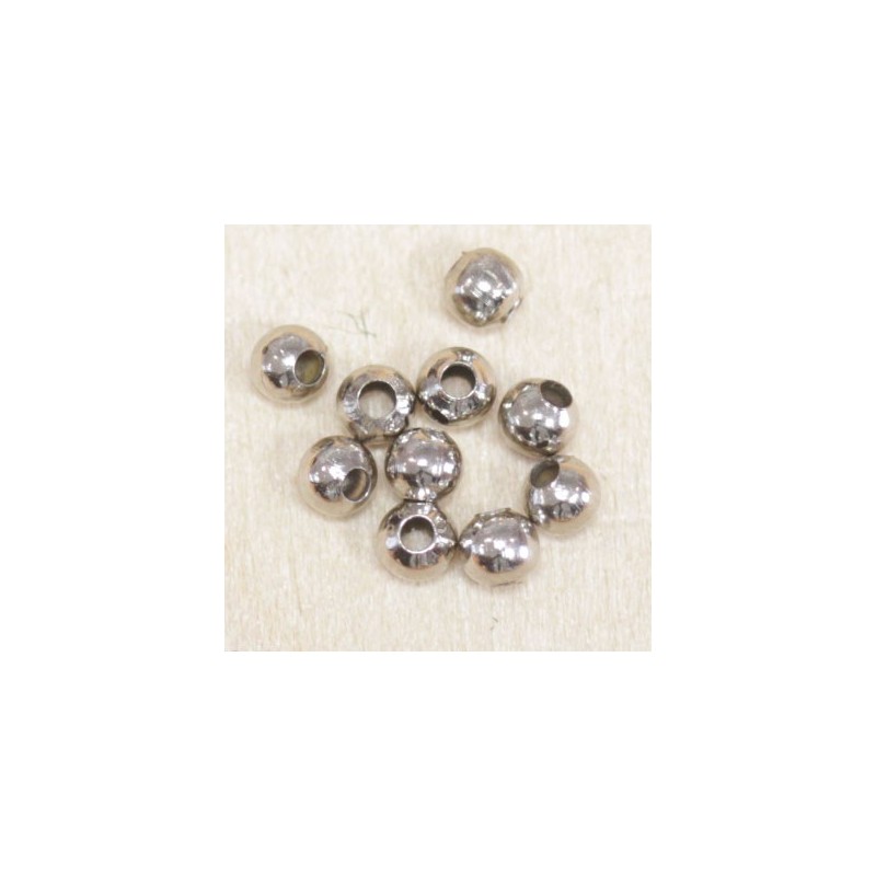 Perles métal - Rondes 005 - 3mm - Argenté foncé - Lot de 10