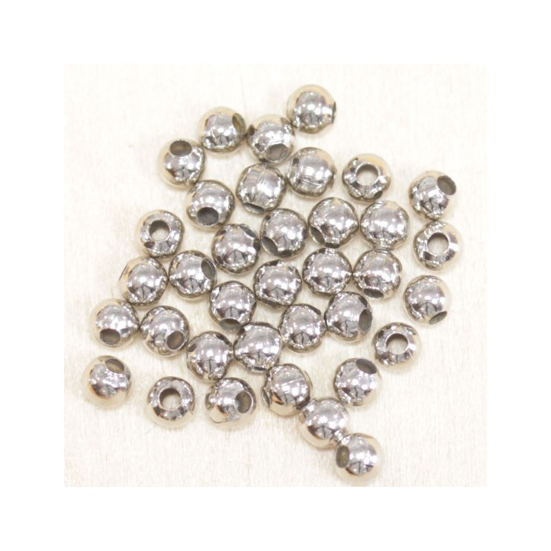 Perles métal - Rondes 005 - 3mm - Argenté foncé - Lot de 100