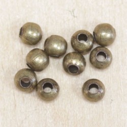Perles métal - Rondes 006 - 3mm - Bronze - Lot de 10