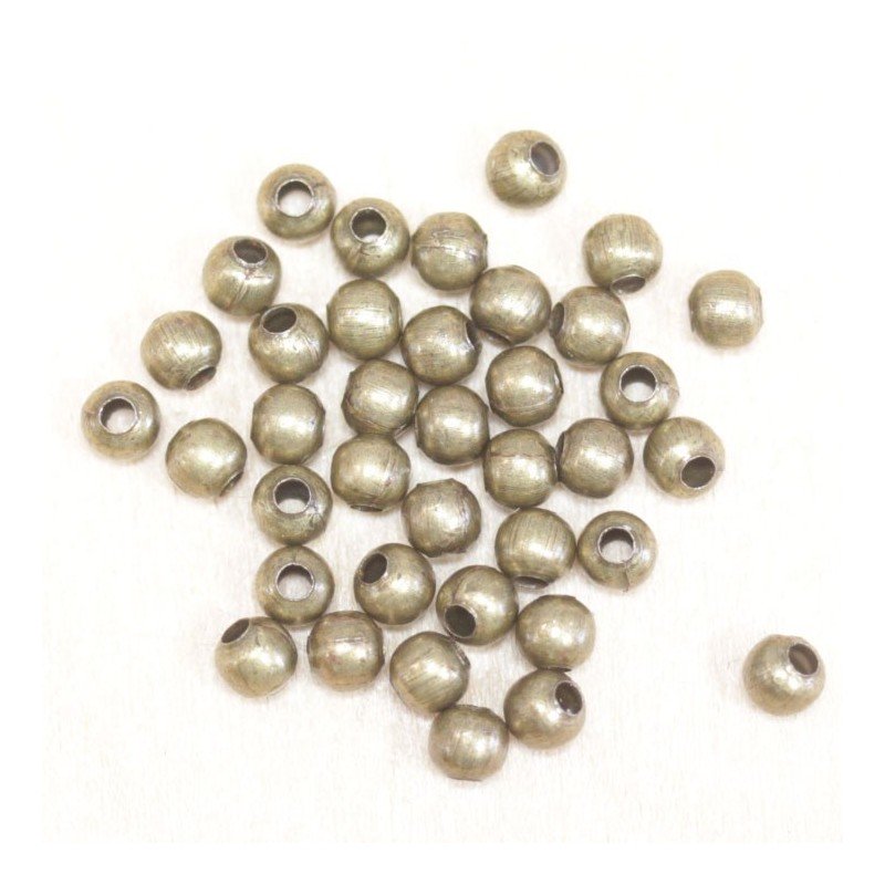 Perles métal - Rondes 006 - 3mm - Bronze - Lot de 100