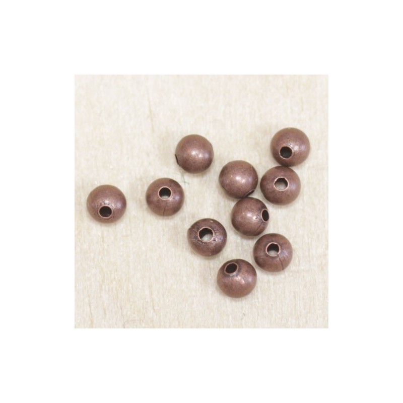 Perles métal - Rondes 009 - 3mm - Cuivré - Lot de 10